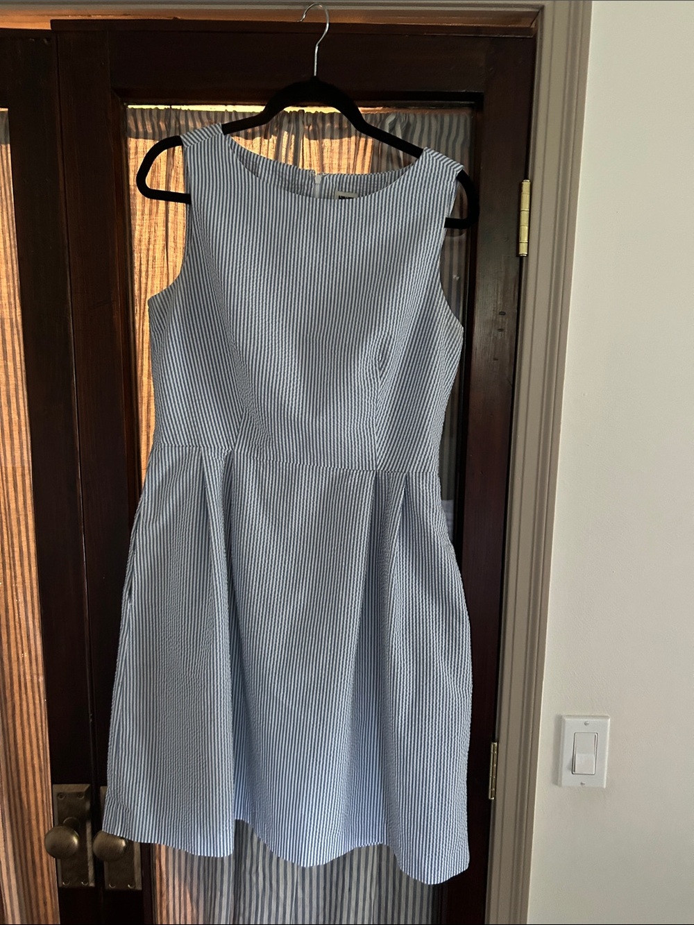 Anne Klein Blue and White Striped Midi Dress